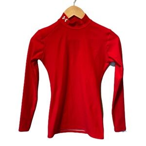 Under Armour red mock neck long sleeve base layer Small